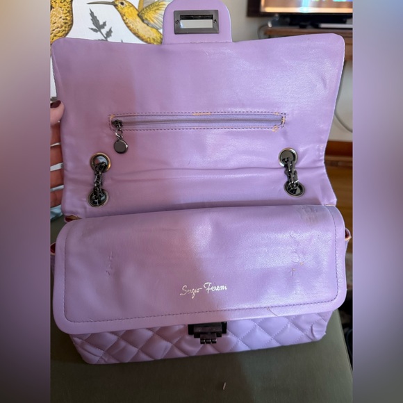 Source Unknown Quilted Shoulder Bag in Lilac with Gunmetal Chain - Picture 6 of 12